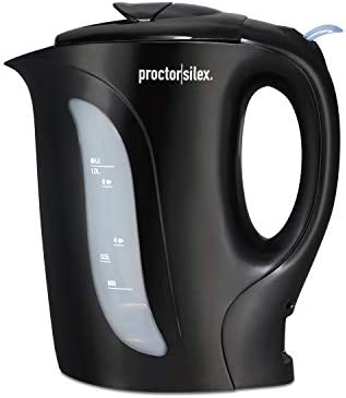 Proctor Silex K2071PS Electric Tea Kettle, Water Boiler & Heater Auto-Shutoff & Boil-Dry Protection, 1000 Watts, 1 Liter, Black